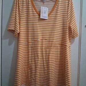 LuLaRoe Orange Striped Short Sleeve Tee